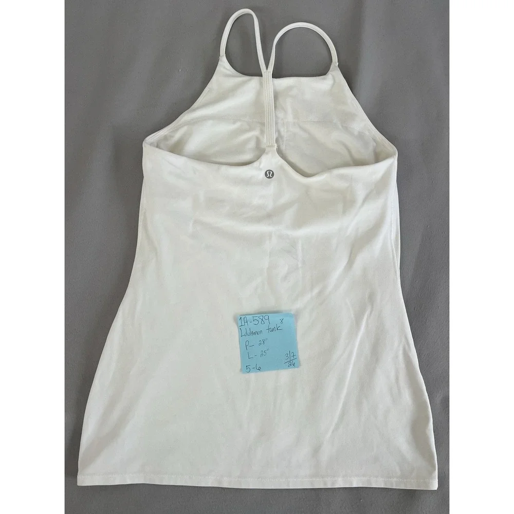 Lululemon Womens White Tank‎ Top Sz 8 Gym Training